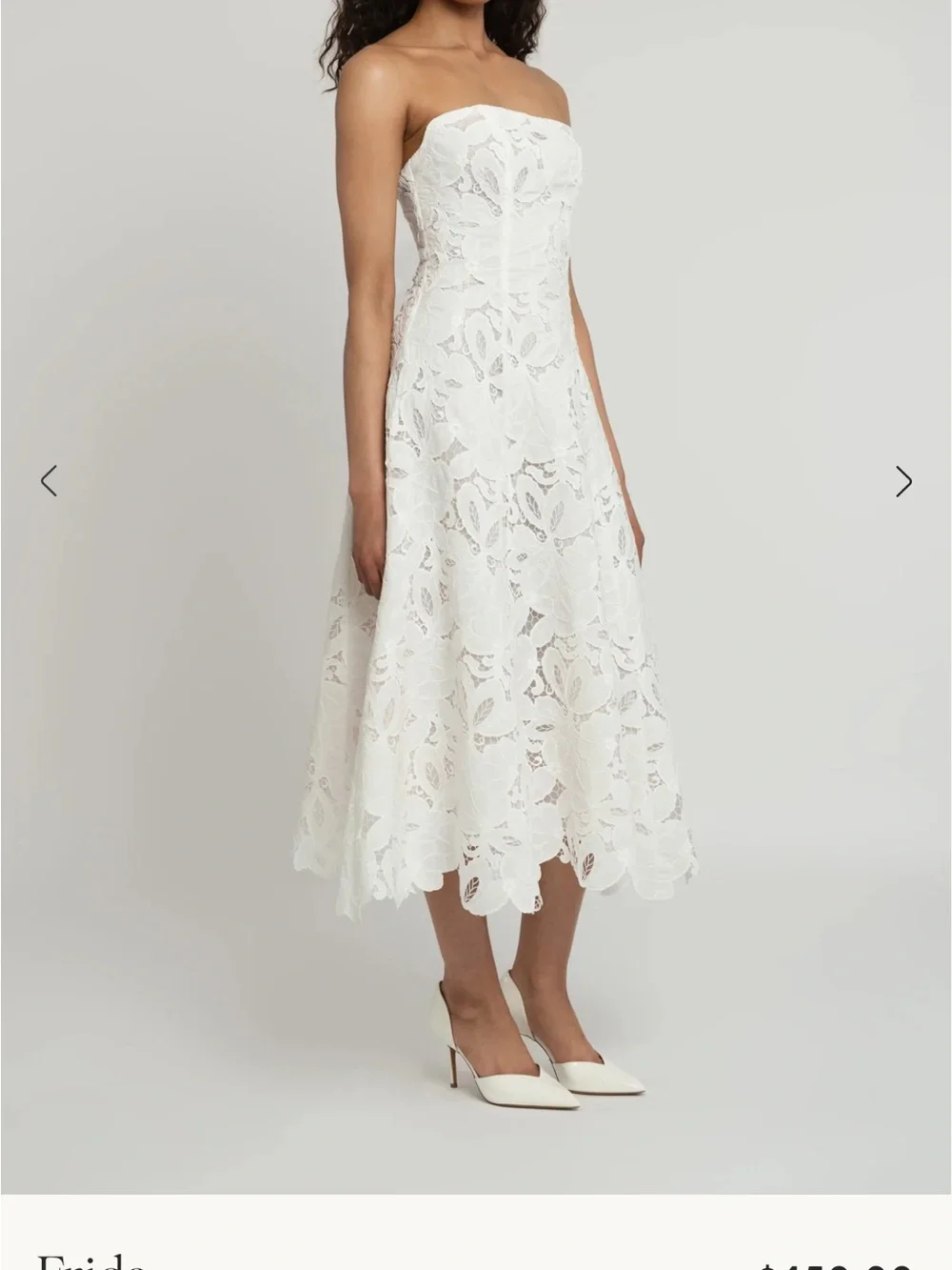 Jenny Yoo Frida White Strapless Lace Midi Dress - Picture 3 of 8